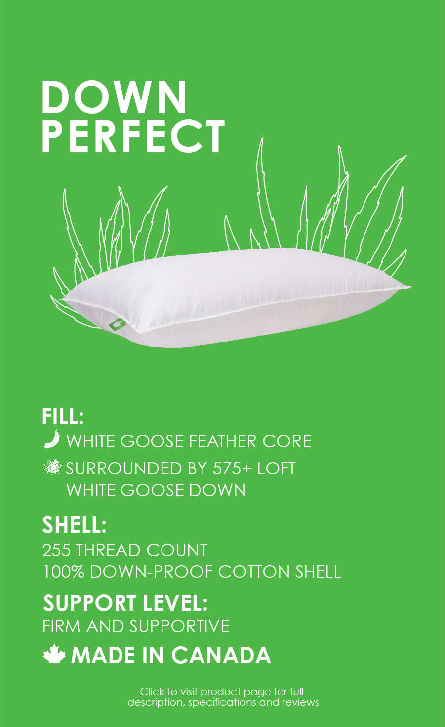 white goose down and feather pillow