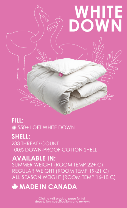 white duck down duvet 550 loft 233 thread count made in canada