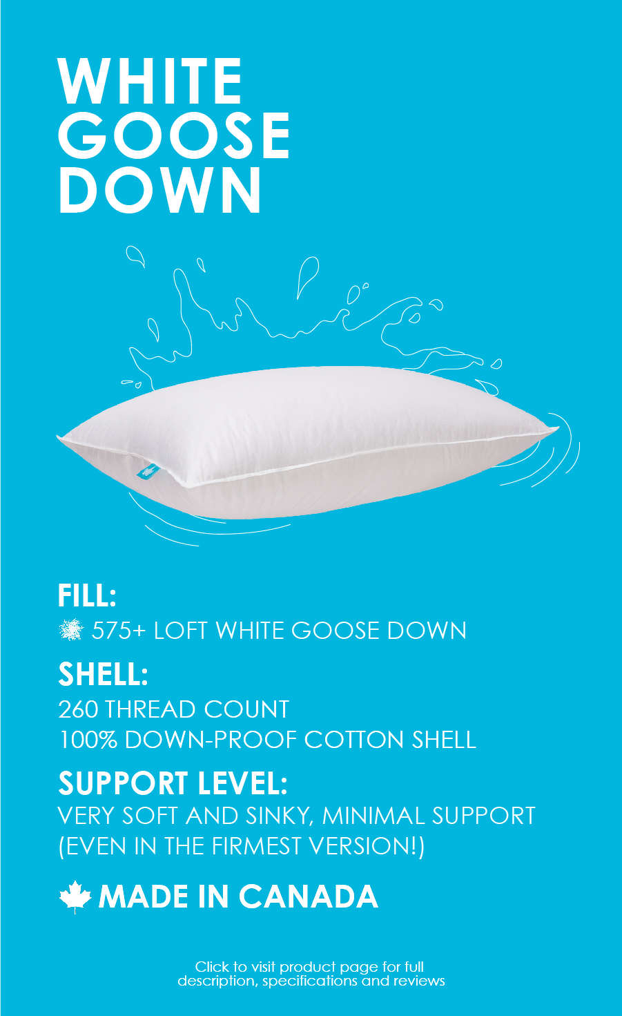 575 loft white goose down pillow