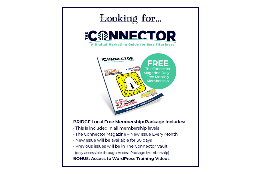 The Connector is a digital marketing magazine powered by BRIDGE Local. Small businesses and entrepreneurs will find each monthly issue packed with valuable information about topics like SEO, website best practices, social media marketing, digital advertising, and so much more.
