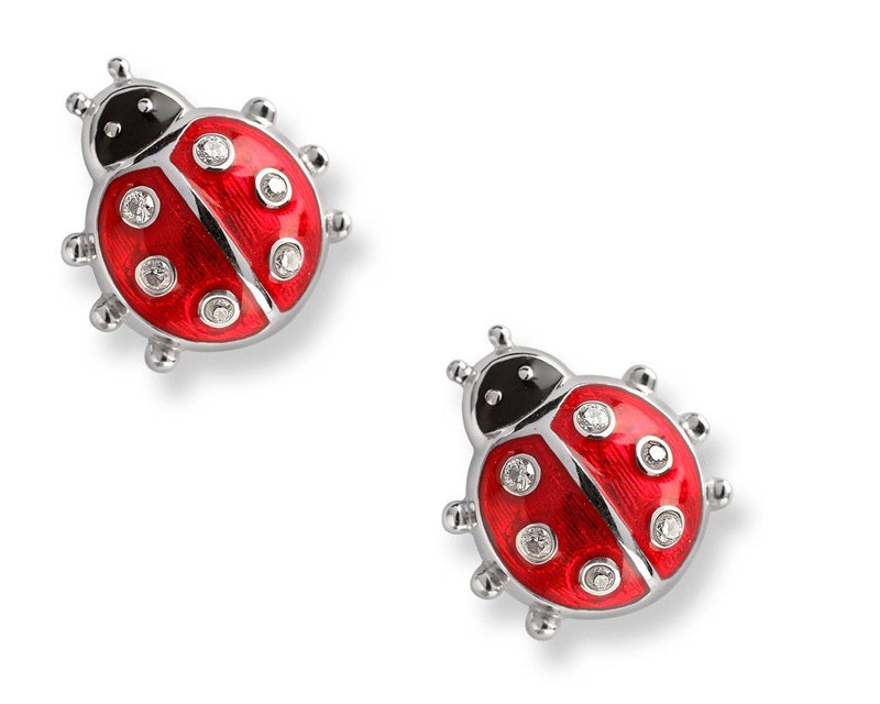 Silver Ladybug Stud Earrings - Nicole Barr
