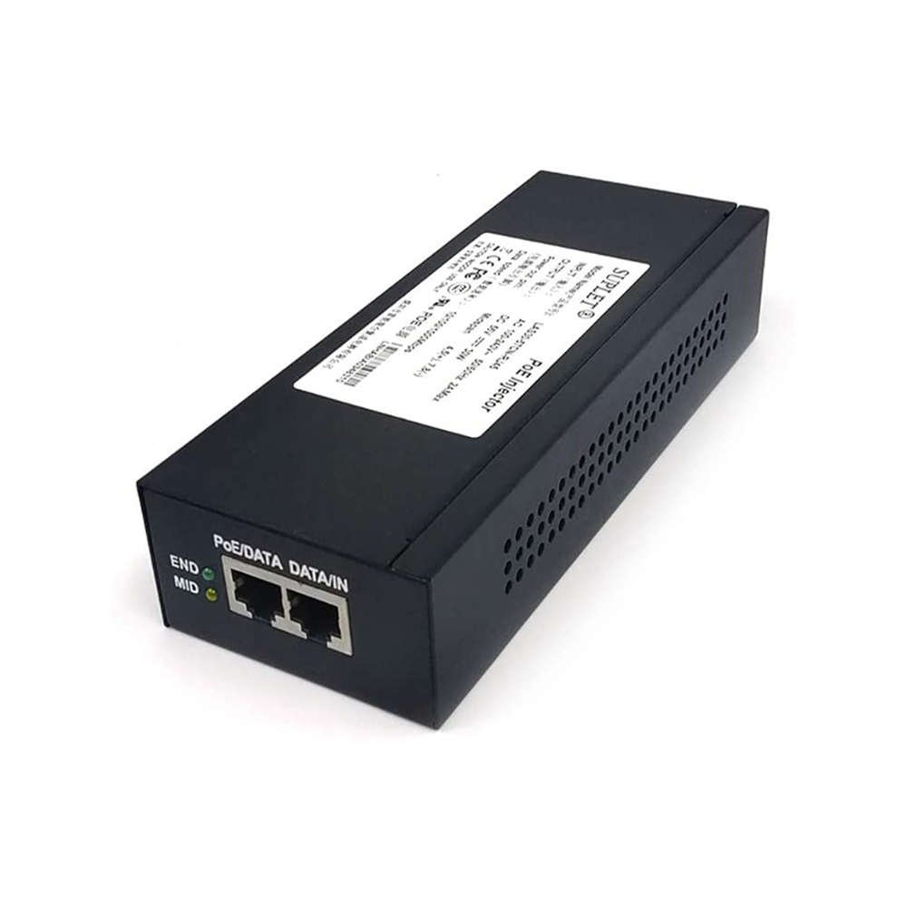 30W Gigabit Single Port Power Over Ethernet PoE Injector, 802.3at PoE