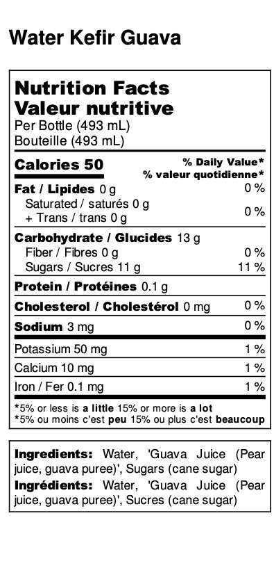 Guava Water Kefir Nutrition Facts Guava Water Kefir Nutrition Facts