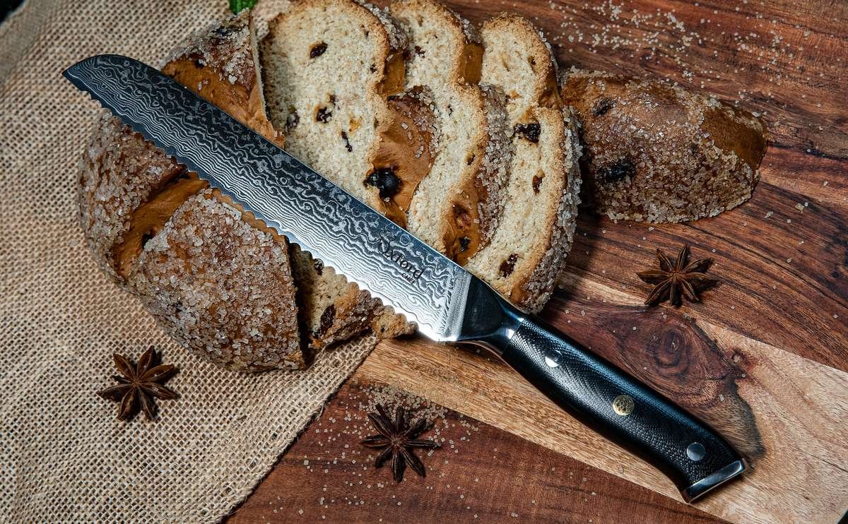Bloomhouse 8 Inch Bread Knife made with Olive Wood and German