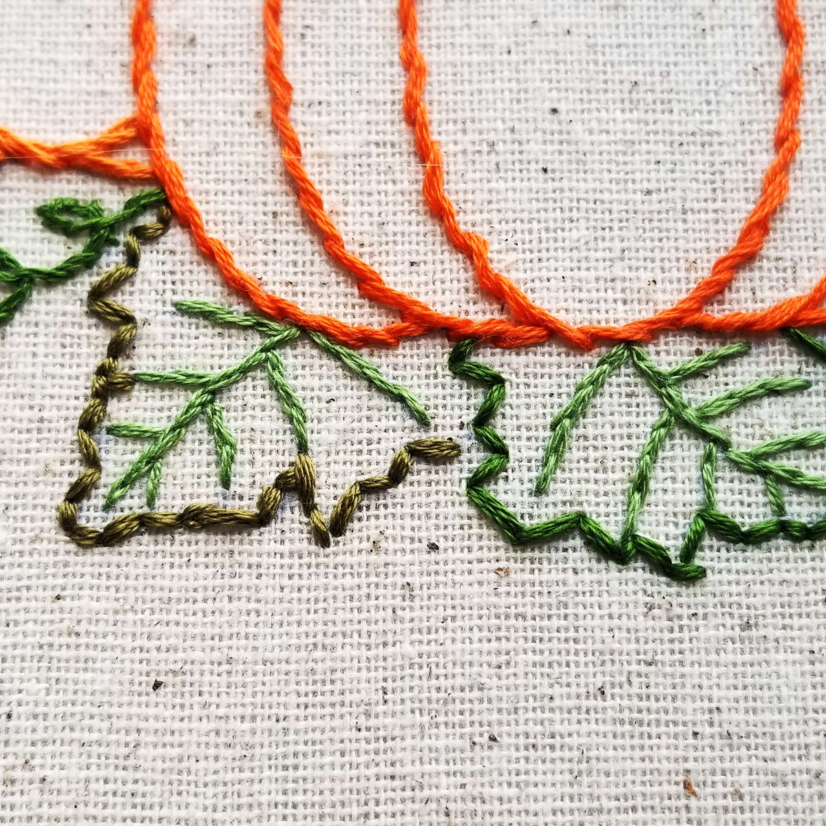 Pumpkin Embroidered on natural fabric