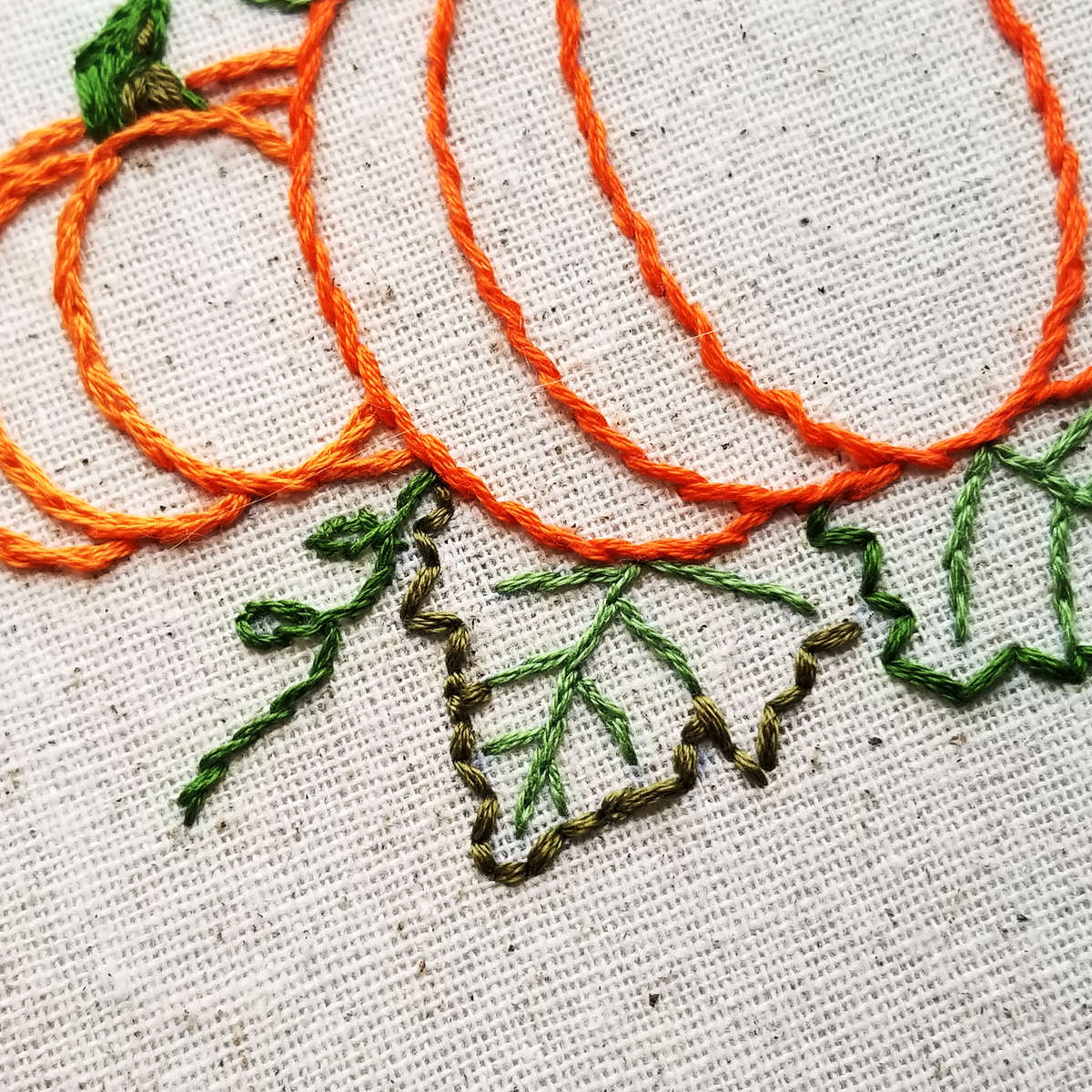 Hand Embroidery Pumpkin Leaves