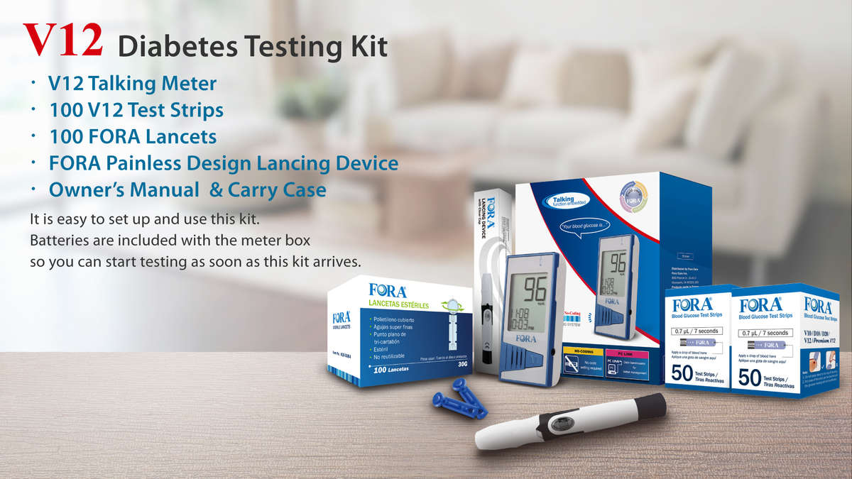 blood glucose test en espanol Glucose Glucometer (Talking Blood FORA kit Testing V12