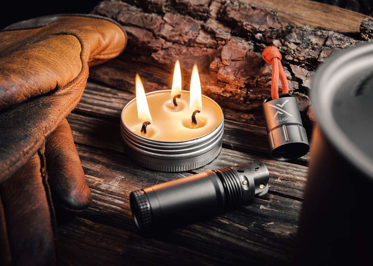 thumbnail image 2 of Exotac CandleTIN Hot Burn – 3-Wick Emergency Survival Candle (Silver) – Beeswax 2 of 4