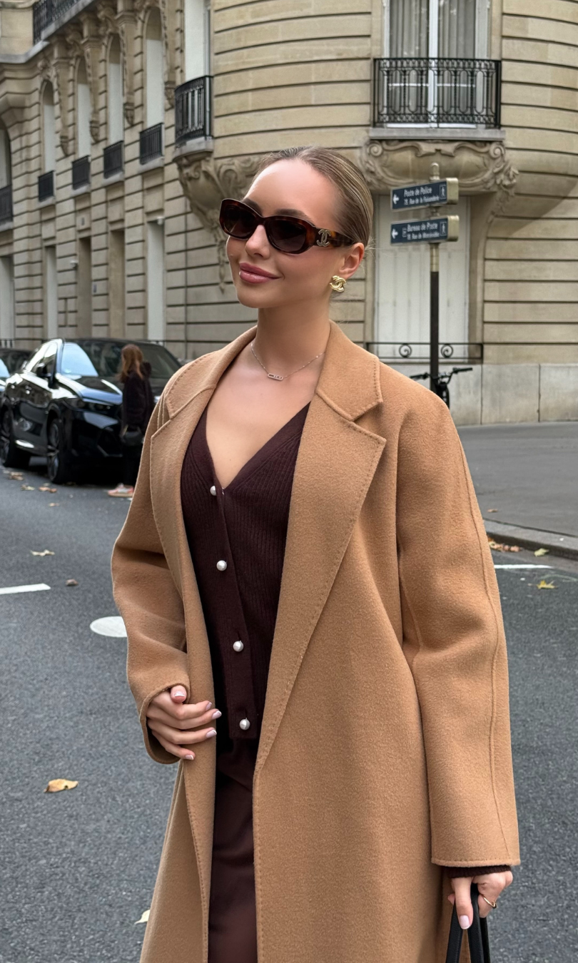 Raphaella Double-Breasted Cashmere Coat - Natural Camel