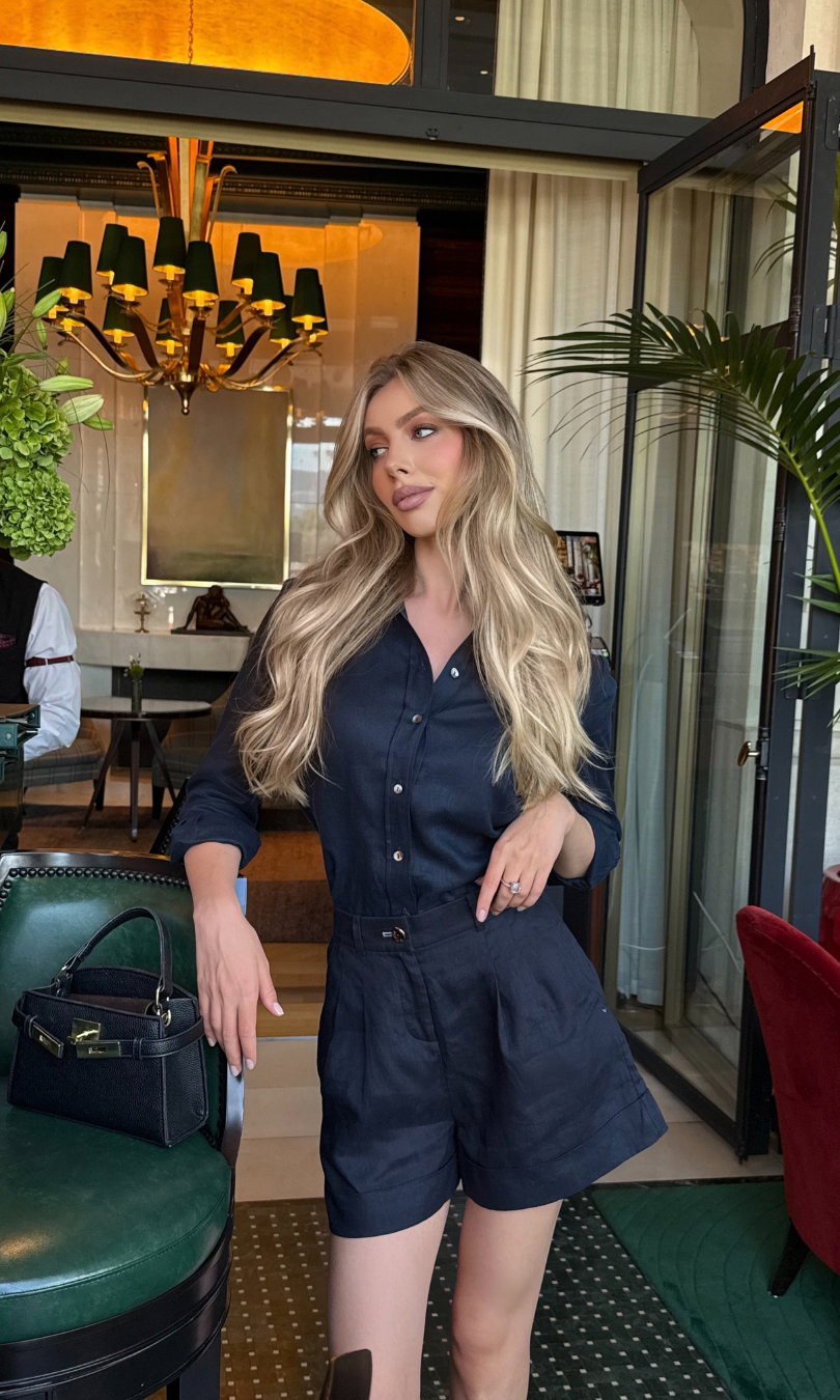 Milano Silk Blouse - Midnight Navy