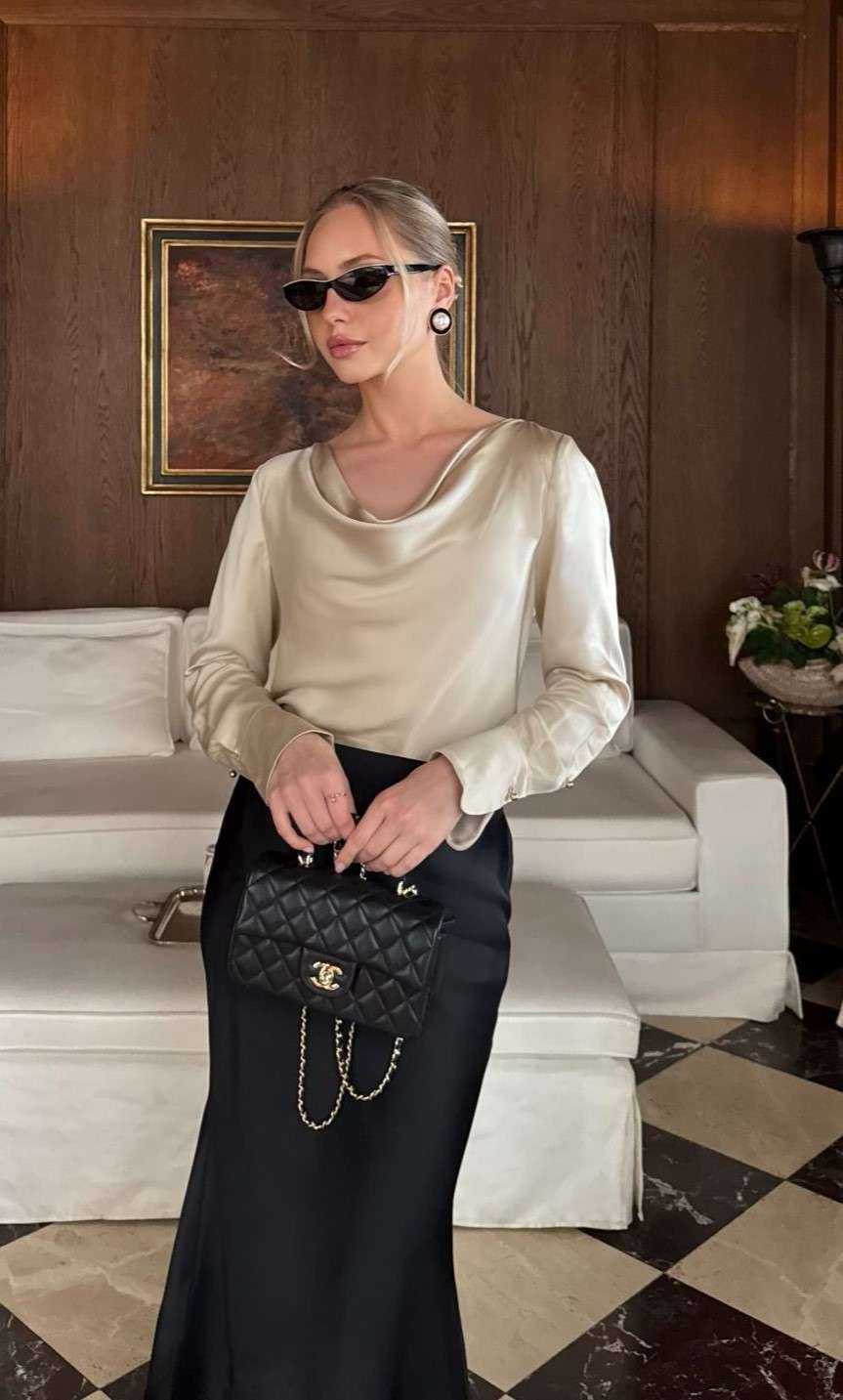 Claudia Silk Blouse - Prosecco Gold