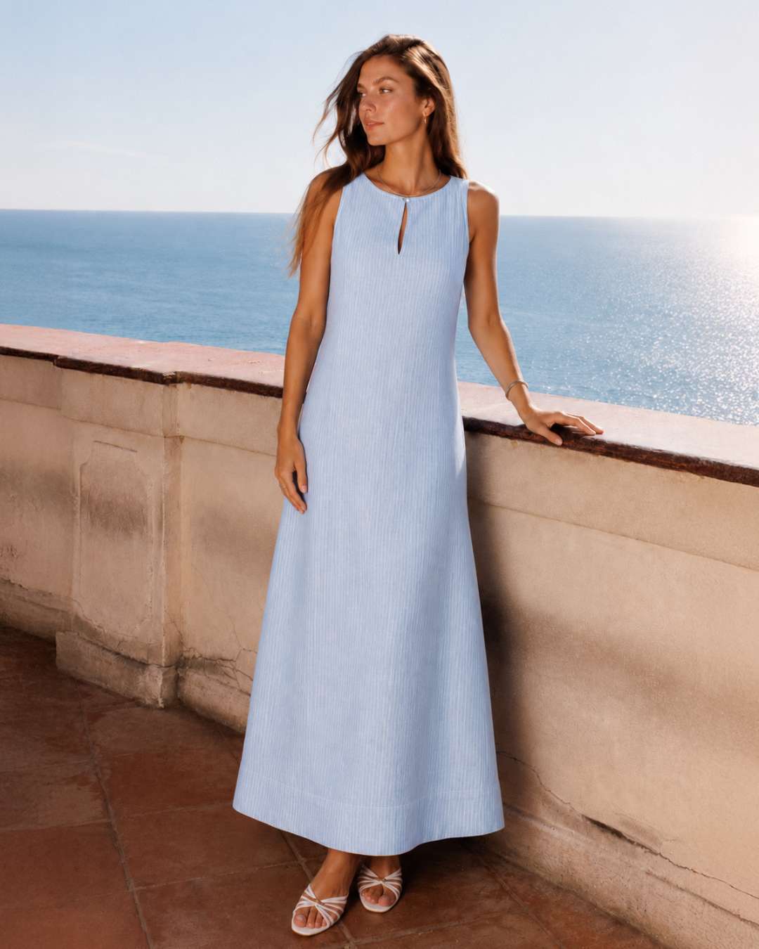 Bellina Italian Linen Dress - Venetian Navy