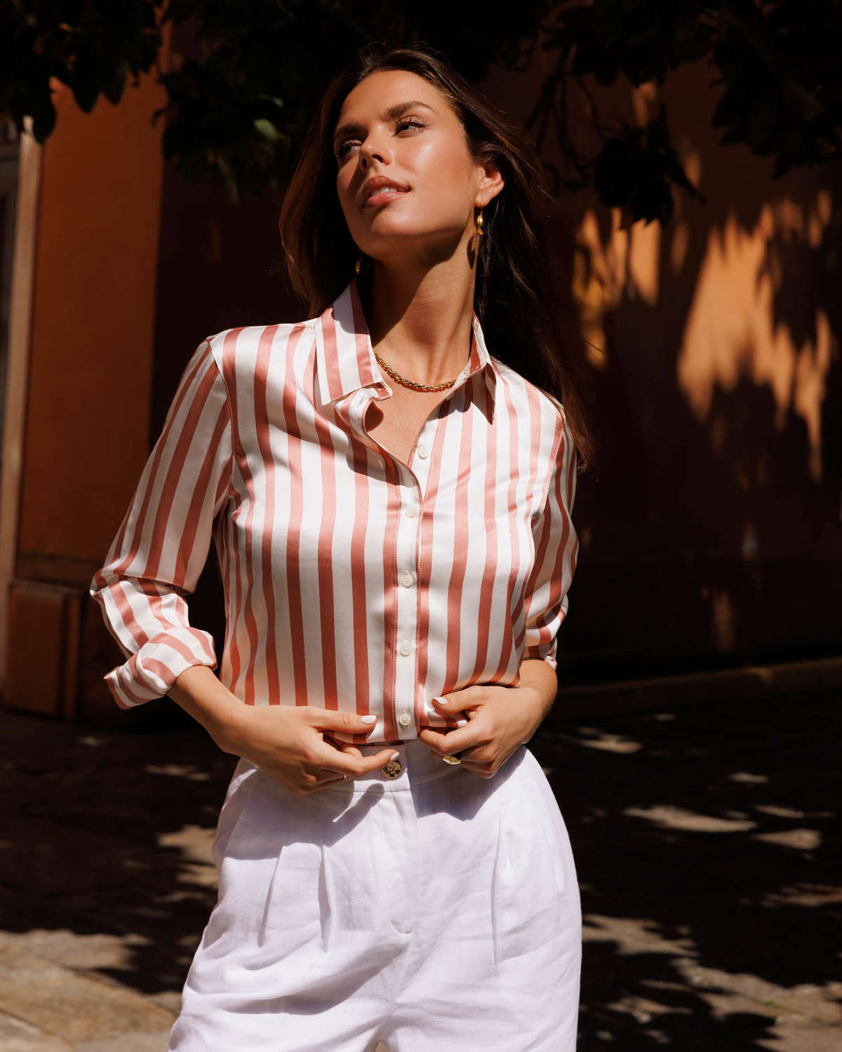    Monaco Silk Blouse  -  Sky Blue Stripe