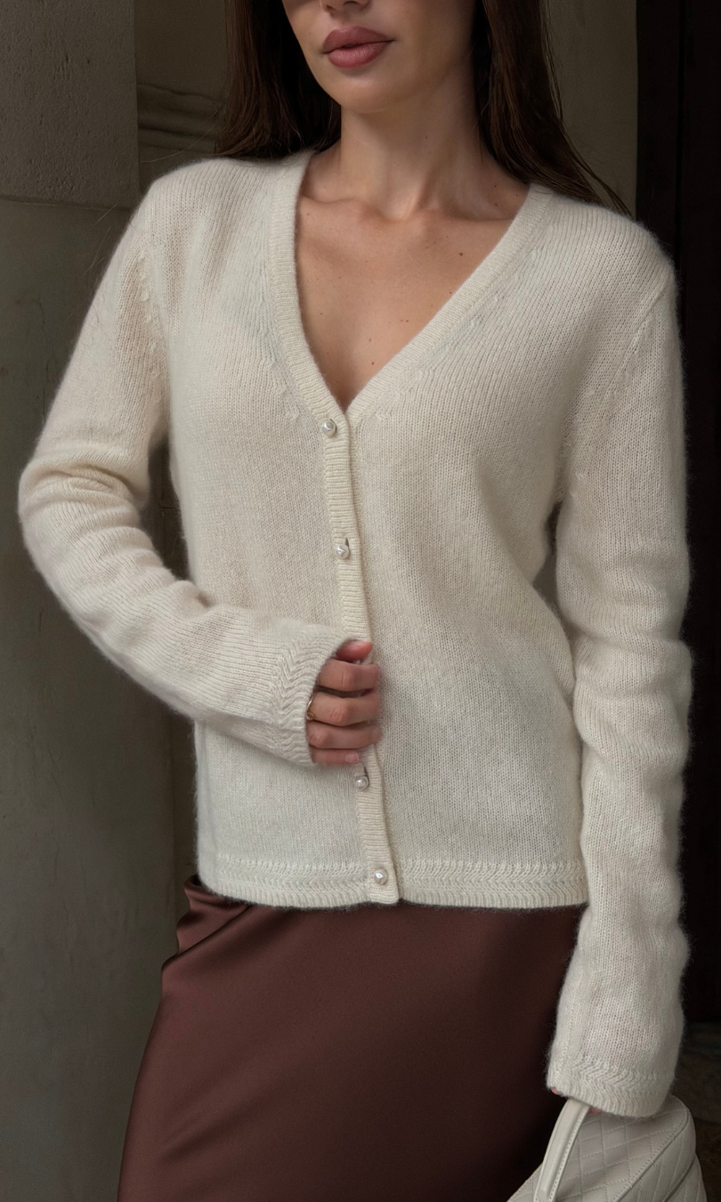 Andrea Cashmere Turtleneck Tank - Natural White