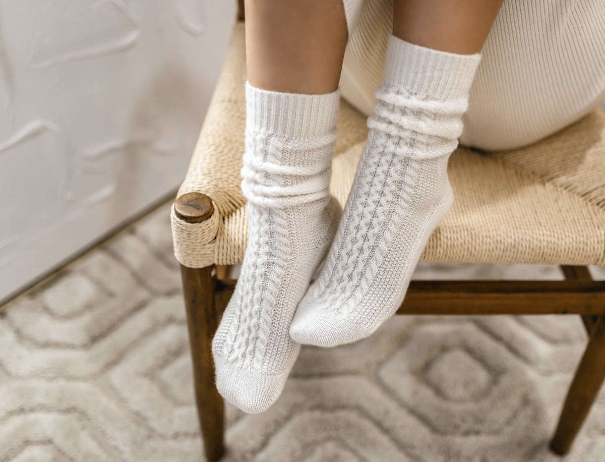Hailey Cashmere Socks - Natural White
