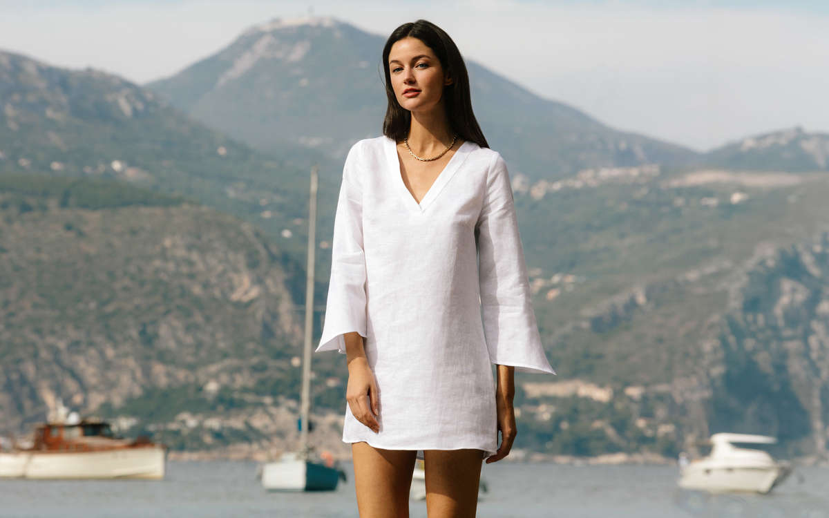 Portofino Linen Dress - Natural White