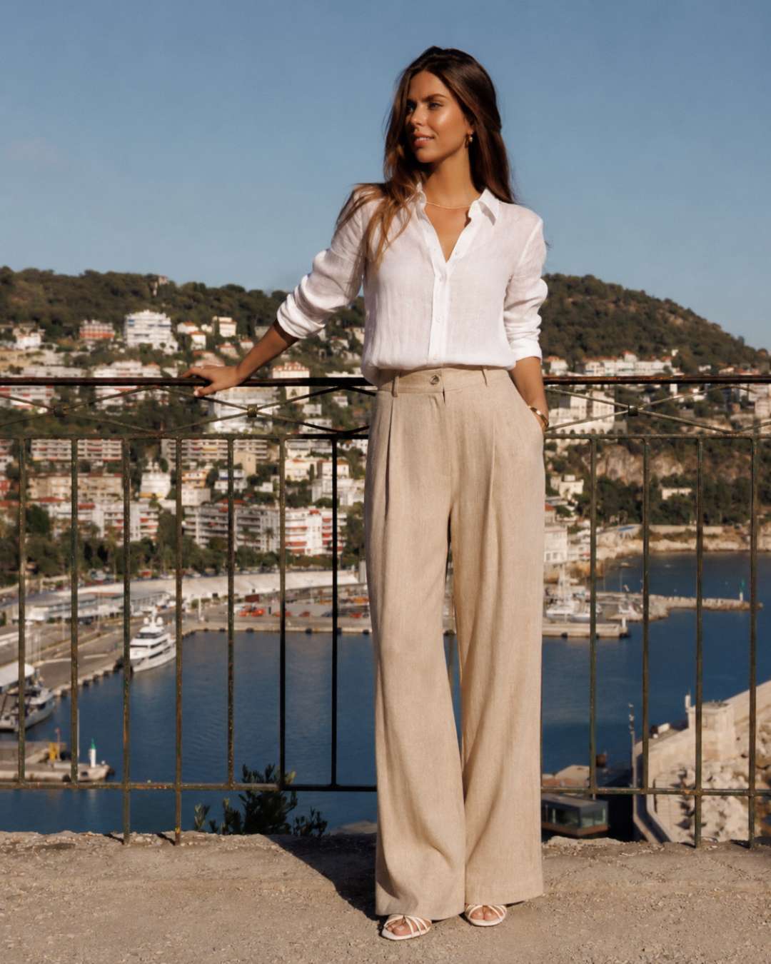 Lina Italian Linen Pants - Beige