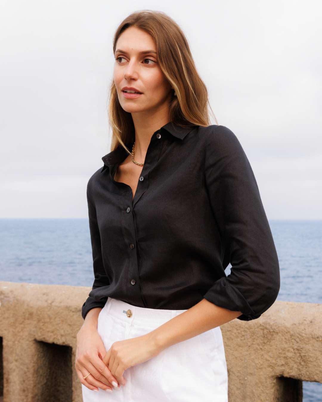 Ravella Linen Shirt - Mediterranean Blue Stripe 