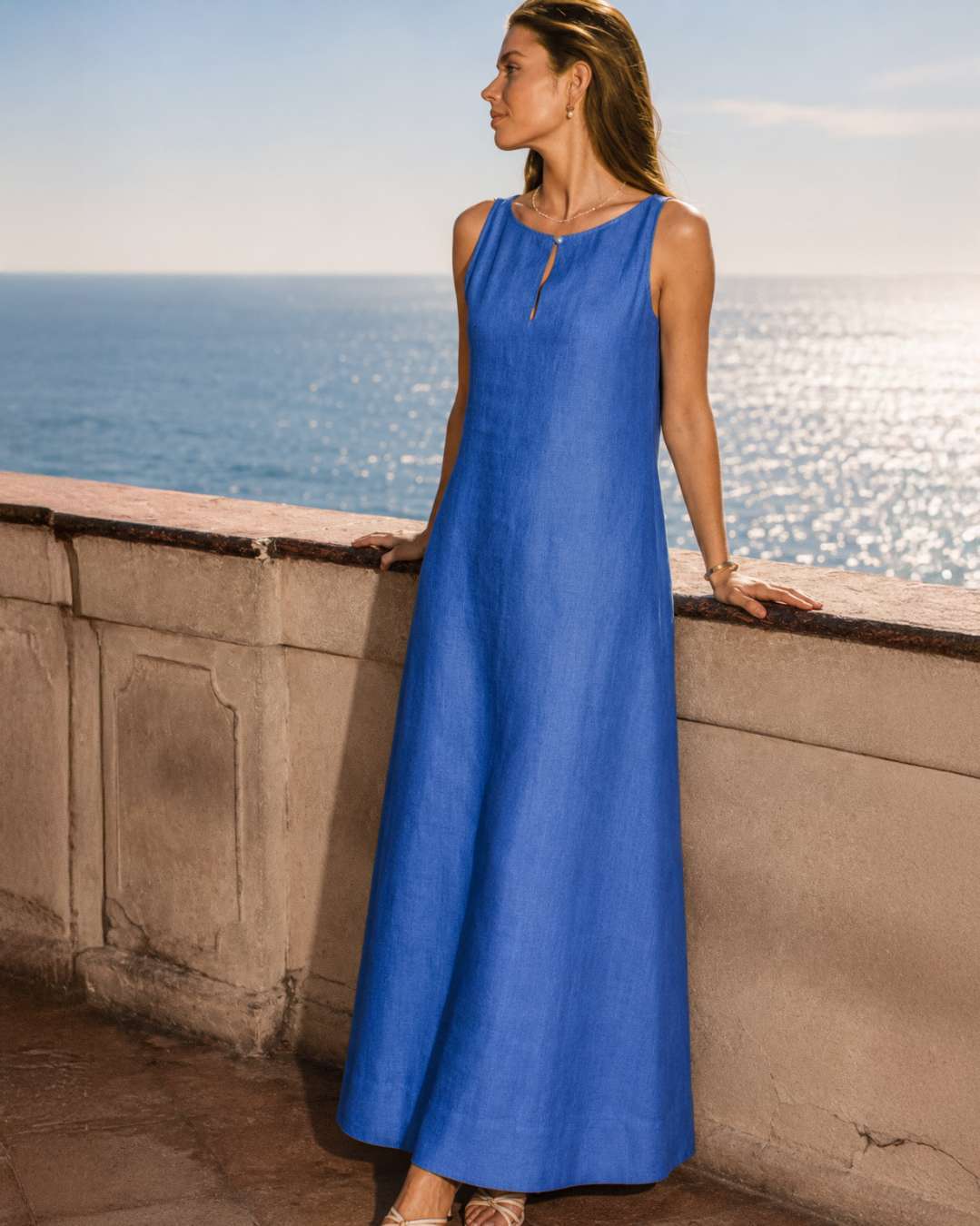 Bellina Italian Linen Dress - Venetian Navy