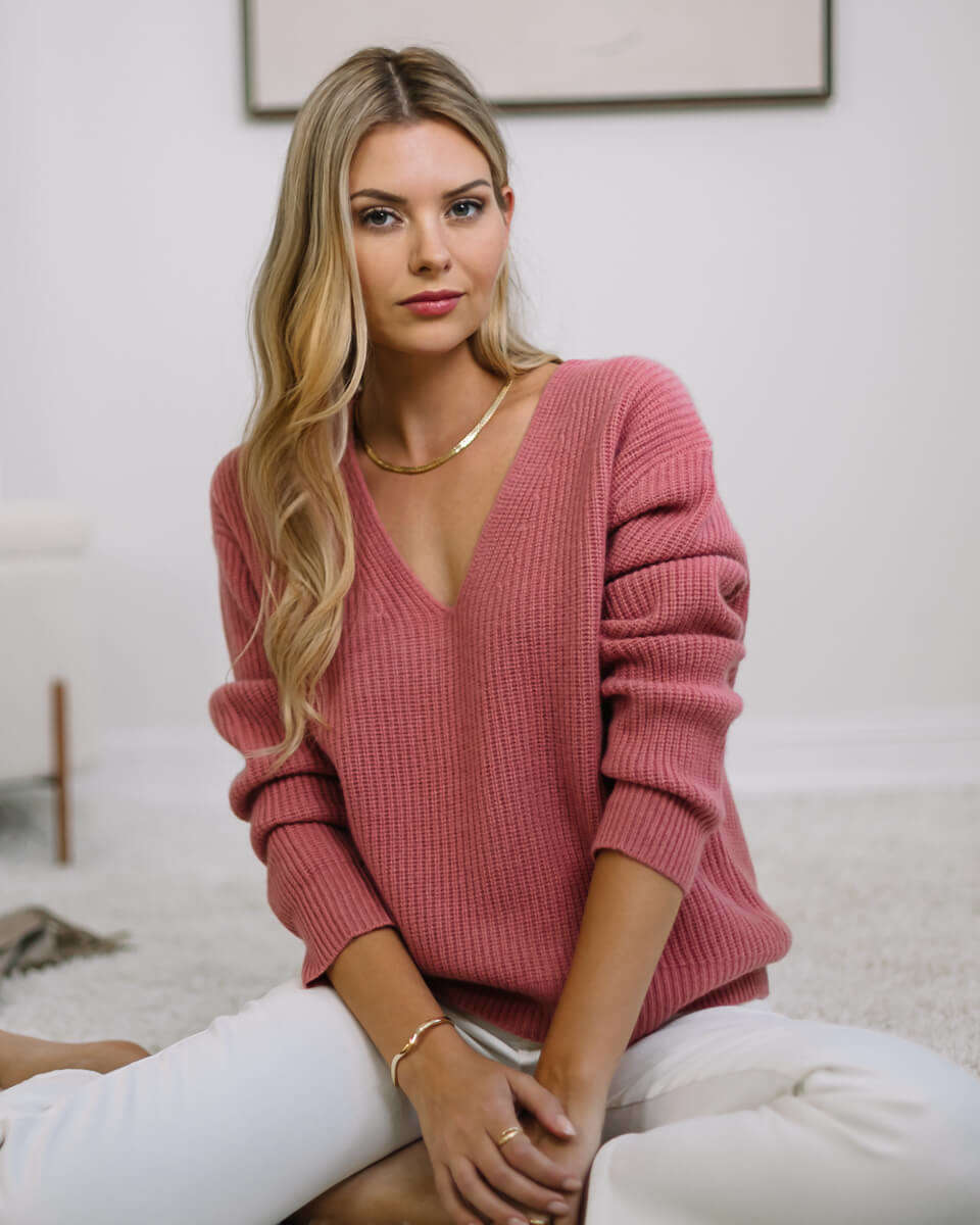 Como Cashmere Fisherman Sweater - Rose Brûlée