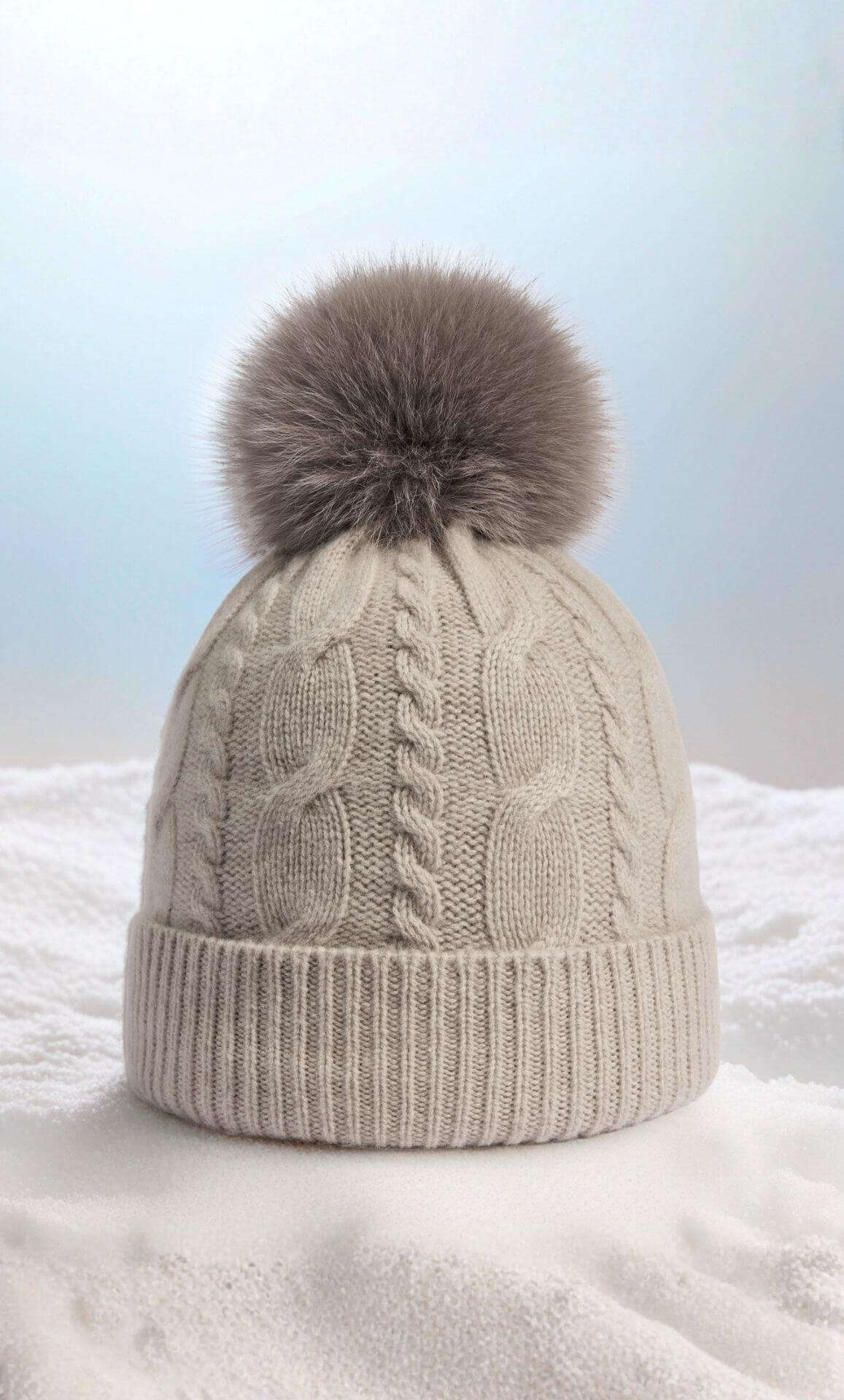 Cable-Knit Cashmere Beanie - Natural Oatmeal