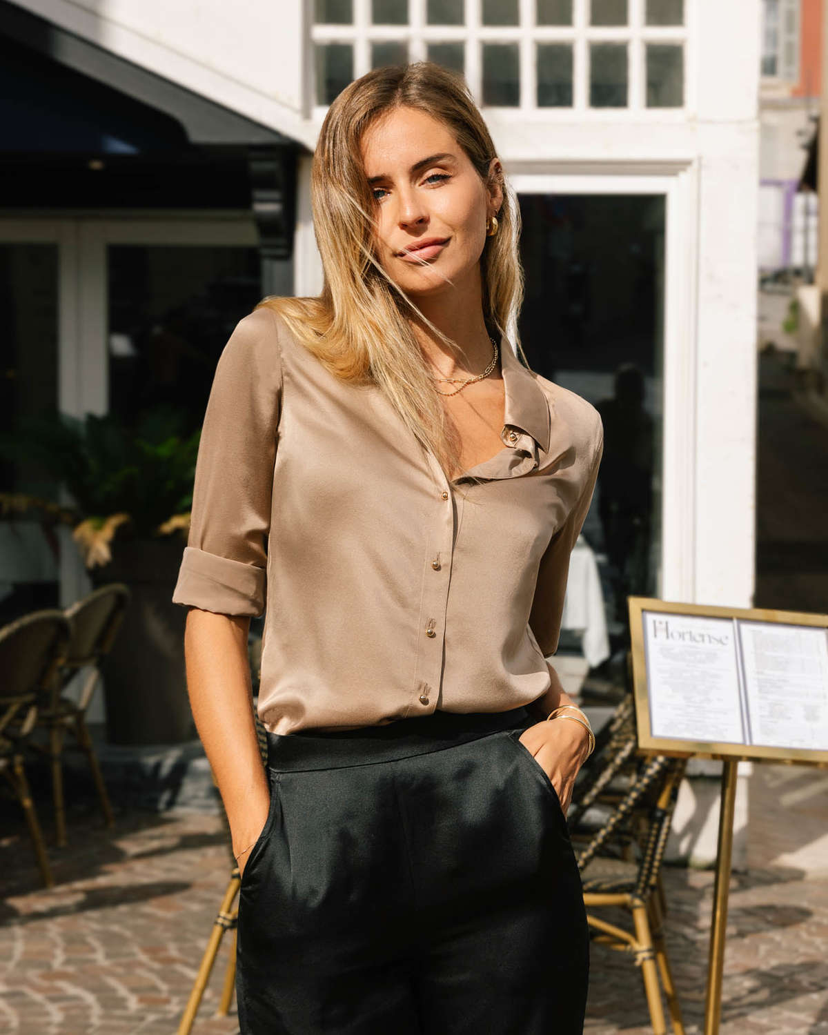 Milano Silk Blouse - Bleu Turquoise