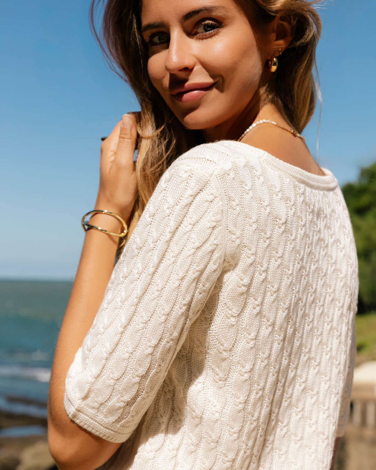 Cassandra Silk & Cashmere Tee - White