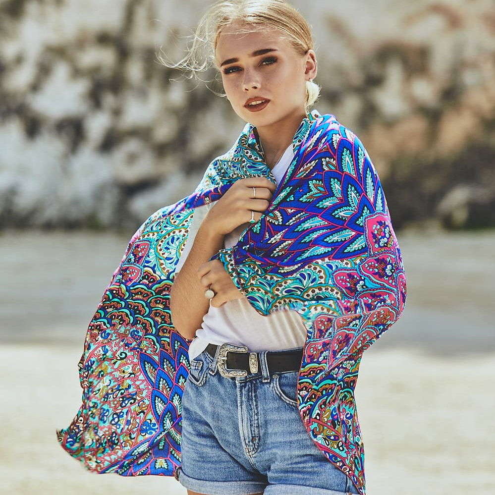 beach wrap silk scarf sea beach wrap silk scarf sea
