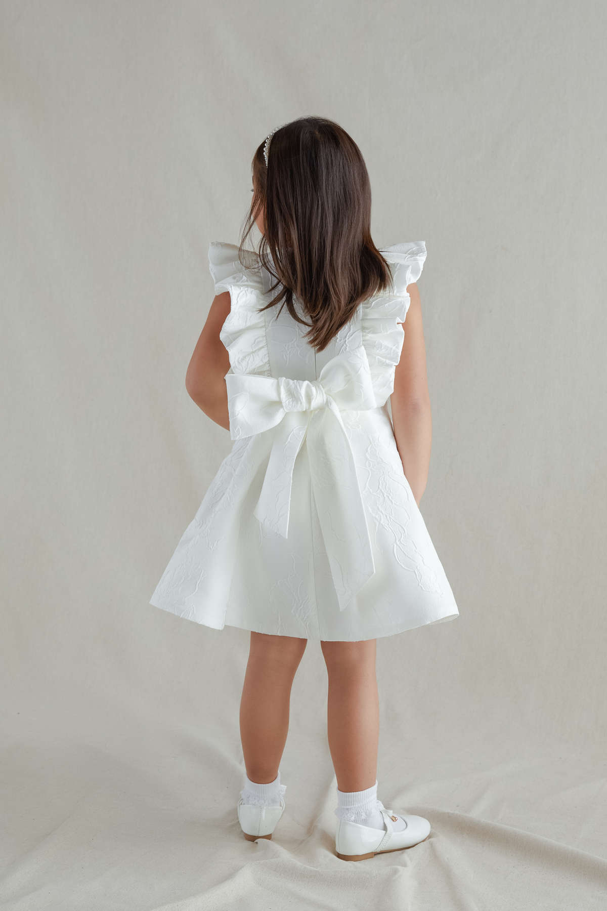 Sweet White Flower Girl Dresses with Green Sash