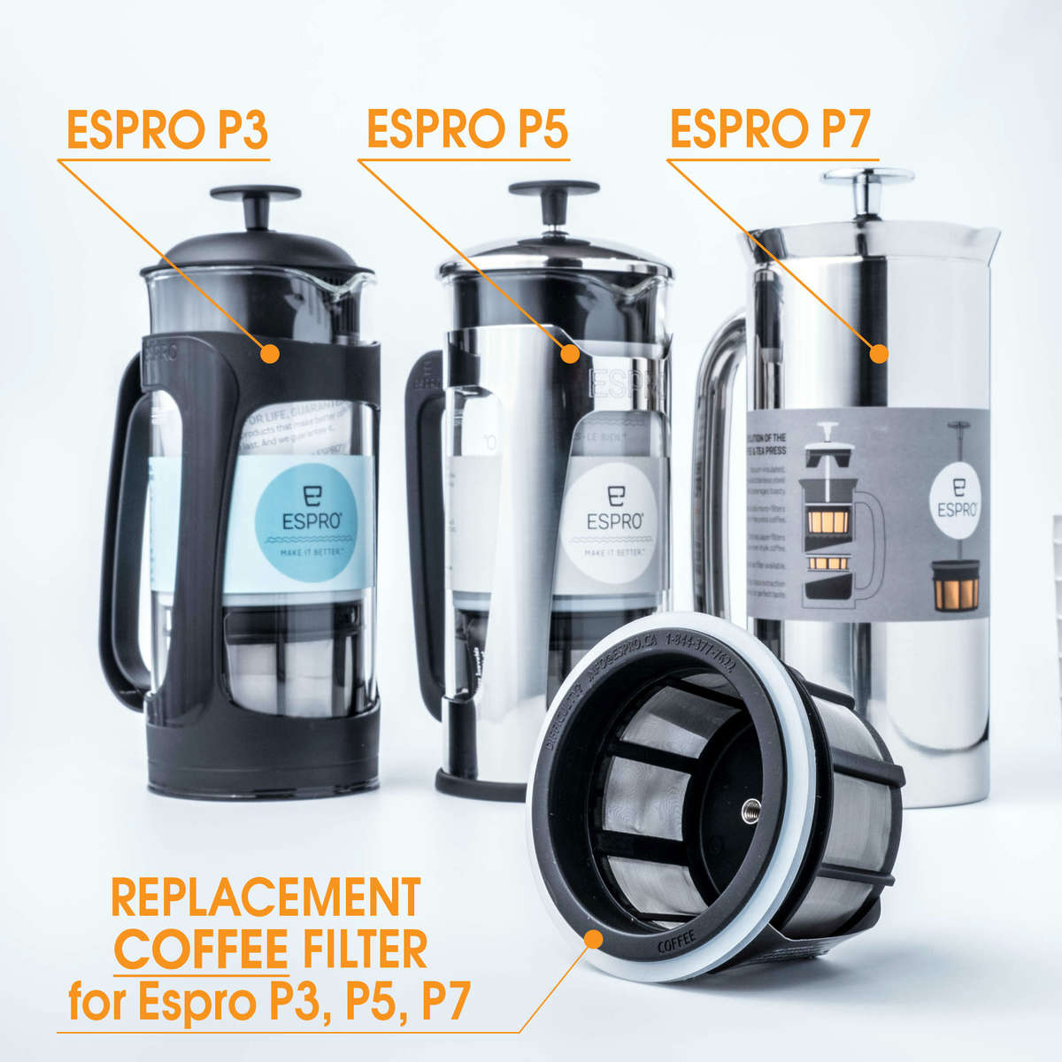 ESPRO Filtros De Papel De Café Com 100 Unidades U2013 Para Prensa Francesa De Café ESPRO, P3/P5/P6/P7, 946 Ml