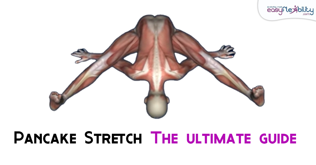 A Pancake Stretch demonstrated by a muscle figure