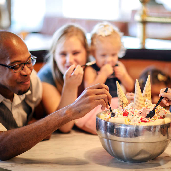 people eating dessert