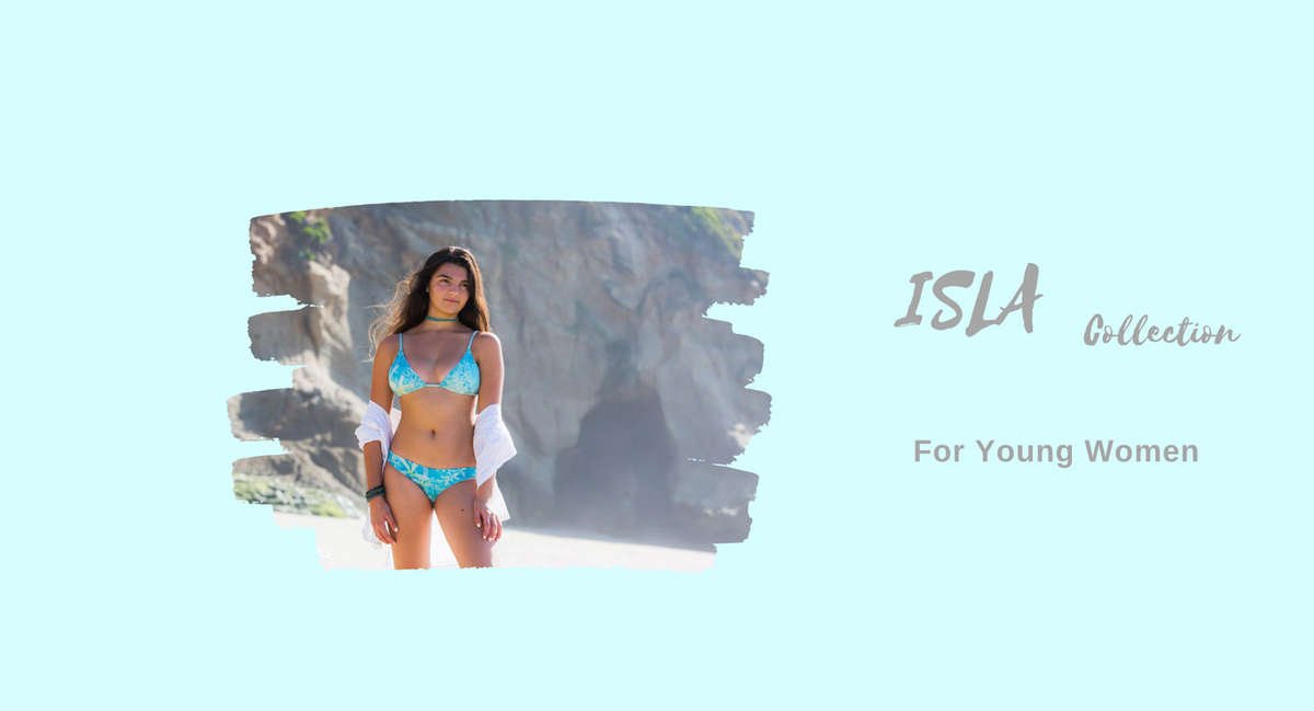 Reversible Sustainable teal bikini collection swimwear brand