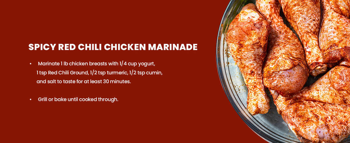 Chicken marinade red chili ground hot pepper blend spicy seasoning mix flavorful chili powder