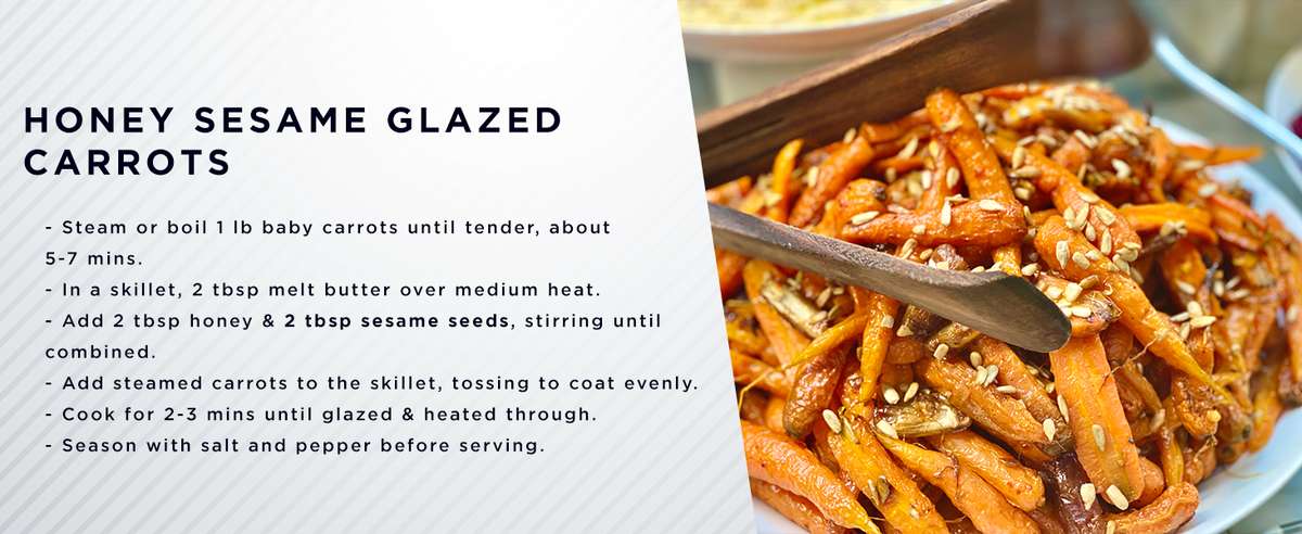 Sesame Seed Whole Honey Glazed Carrots Roasted Healthy Vegan Dish Gluten-Free Snack Recipe Cooked