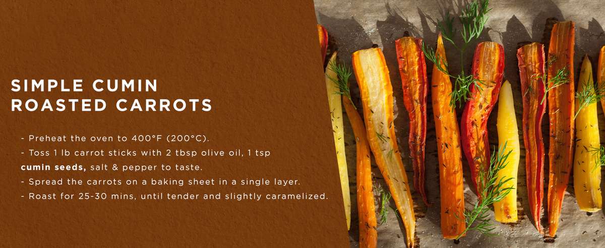 Cumin Seed Whole seasoning Roasted Carrots recipe flavoring cooking spice blend roasted vegetables