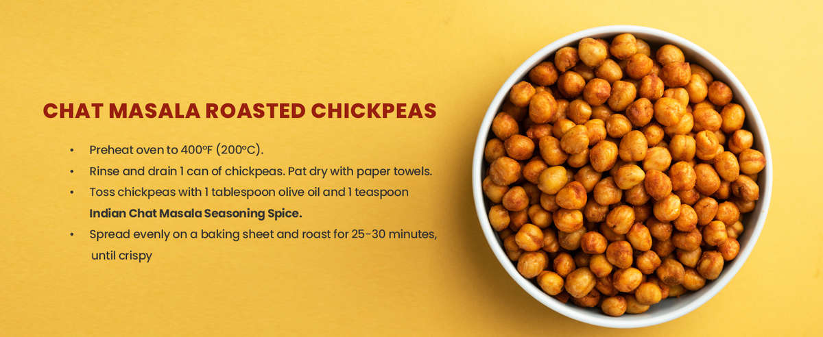 Instant Indian Chat Masala Delivering Tangy Spice for Quick and Tasty Roasted Chickpeas