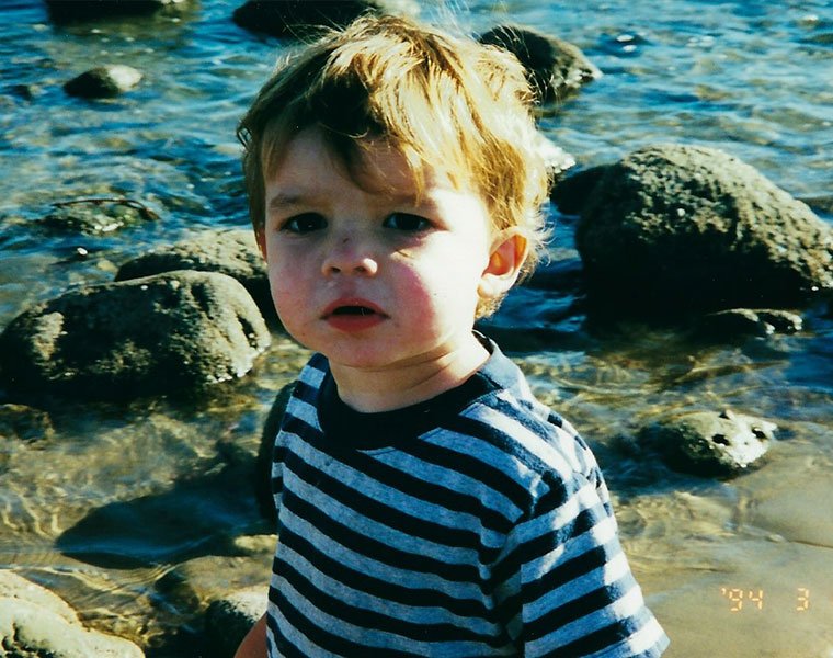 Sharon's son as a child at the beach