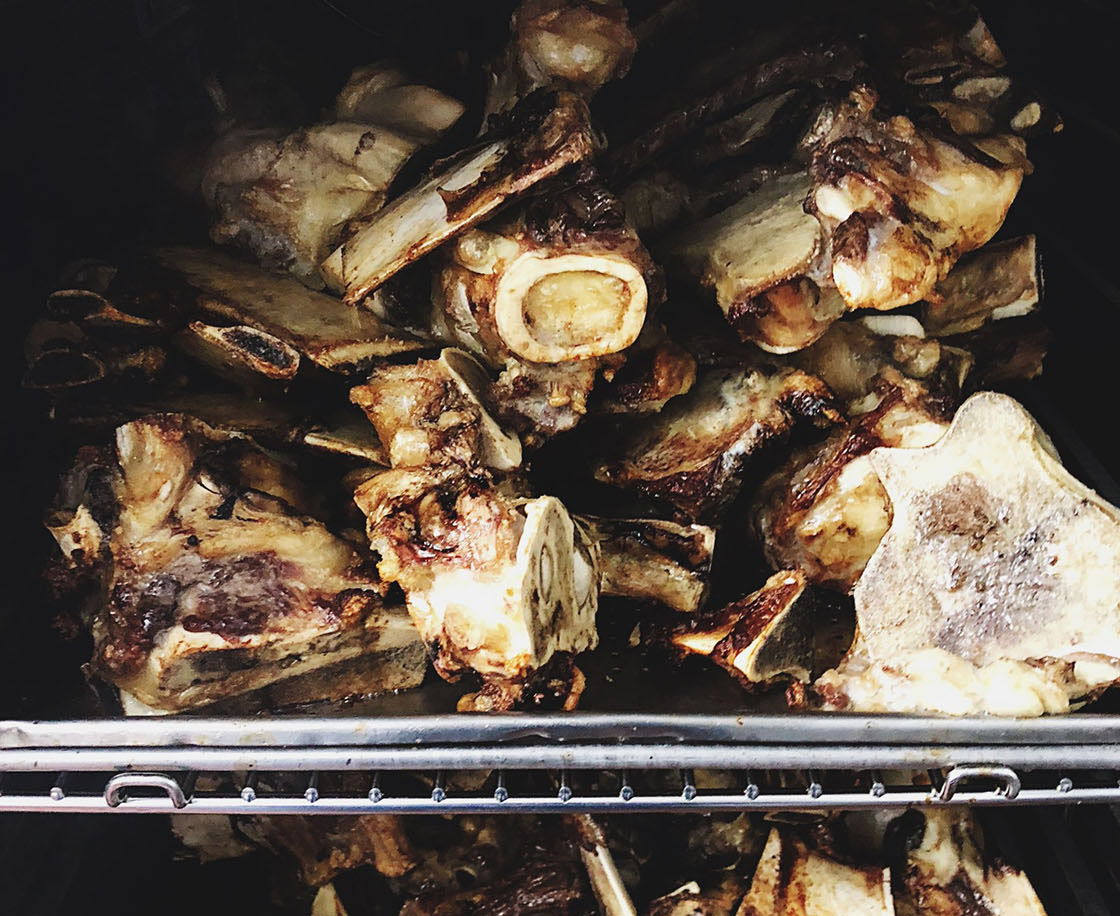 cooked bones preparation for bone broth 