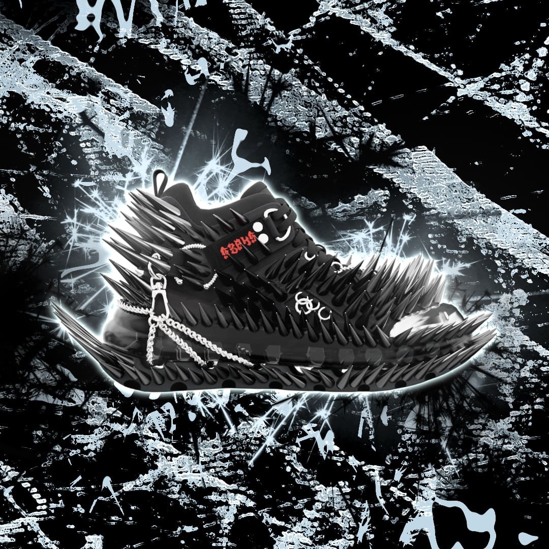 SHOES 53045 - CYBERPUNK Campaign - Side view of virtual Black shoe
