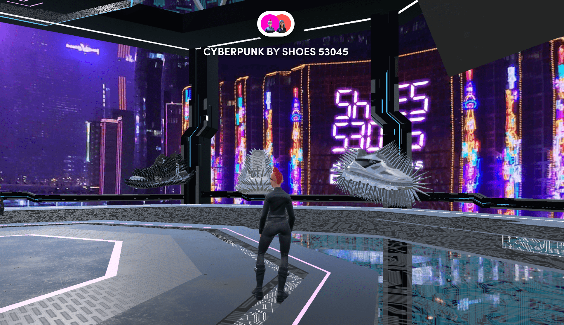 SHOES 53045 Cyberpunk Campaign banner - Spatial.io promotional banner for Cyberpunk virtual shoes gallery