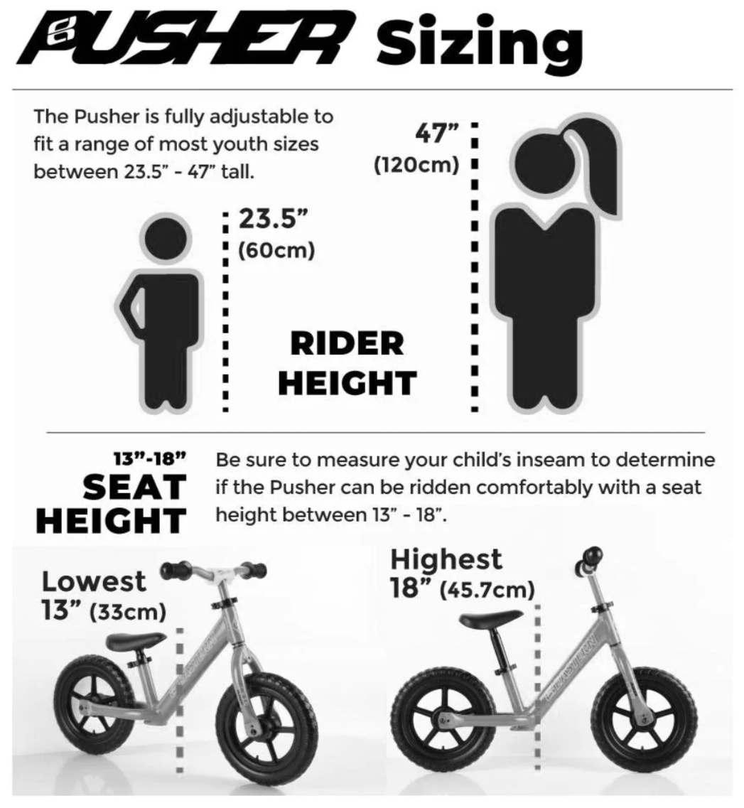 Balance bike size discount chart