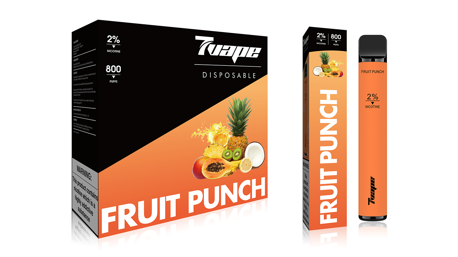 7VAPE disposable vape, fruit punch vape, 800 puffs, 2% nicotine, 7-VAPE BAR