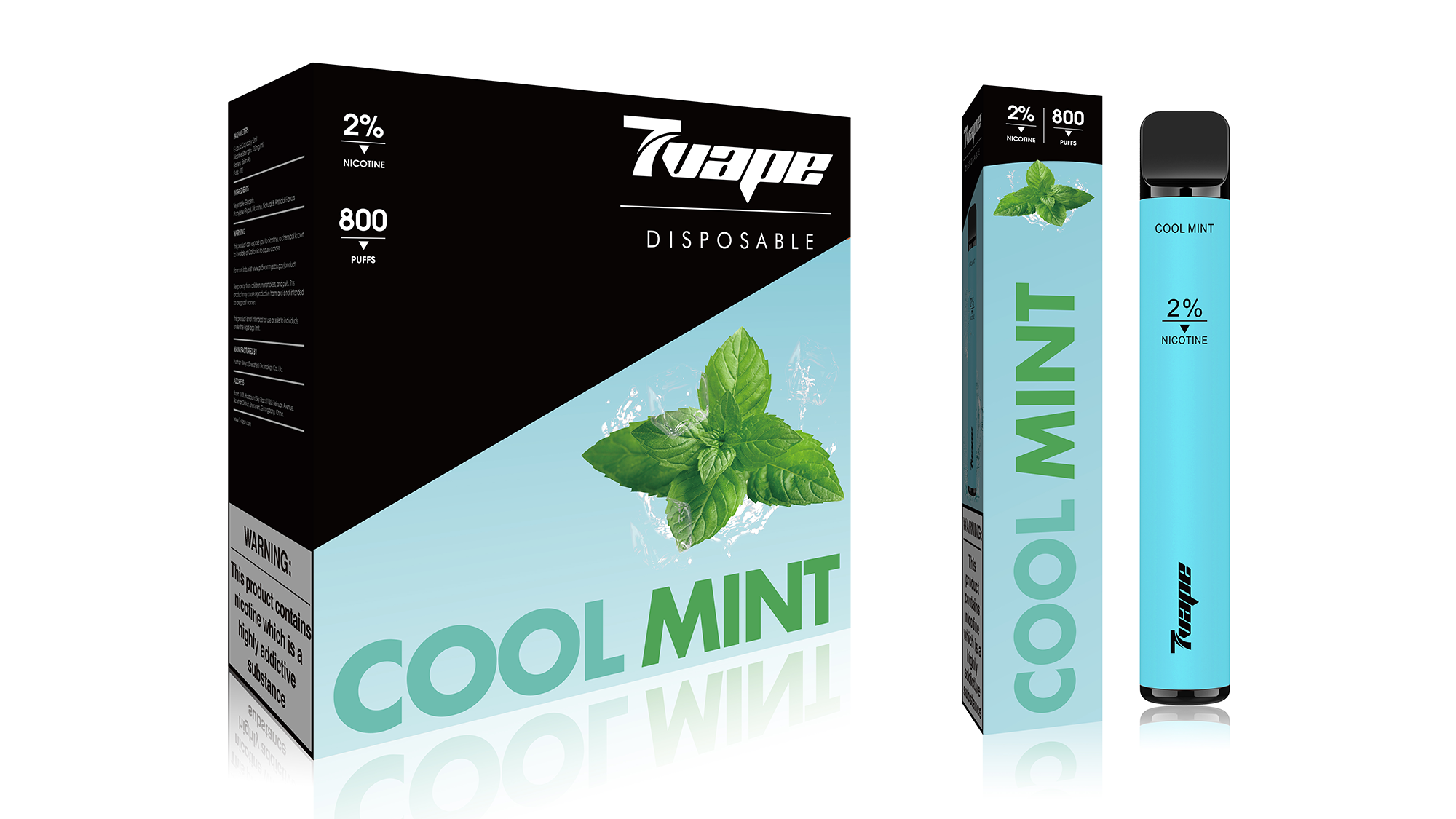 7VAPE disposable vape, cool mint vape, 800 puffs, 2% nicotine, 7-VAPE BAR