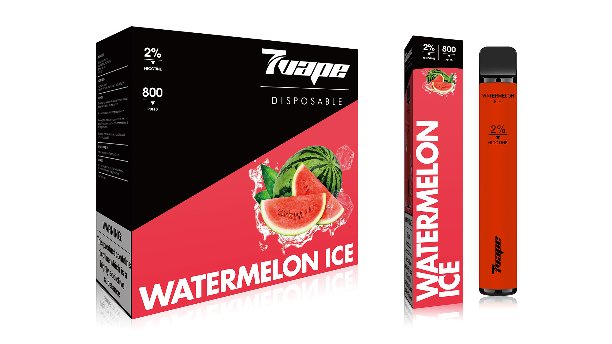 7VAPE disposable vape, watermelon ice vape, 800 puffs, 2% nicotine, 7-VAPE BAR