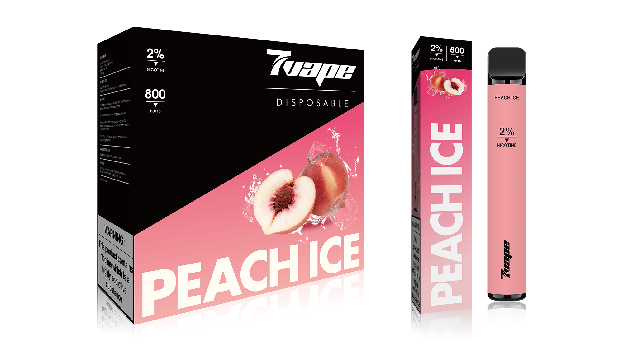 7VAPE disposable vape, peach ice vape, 800 puffs, 2% nicotine, 7-VAPE BAR