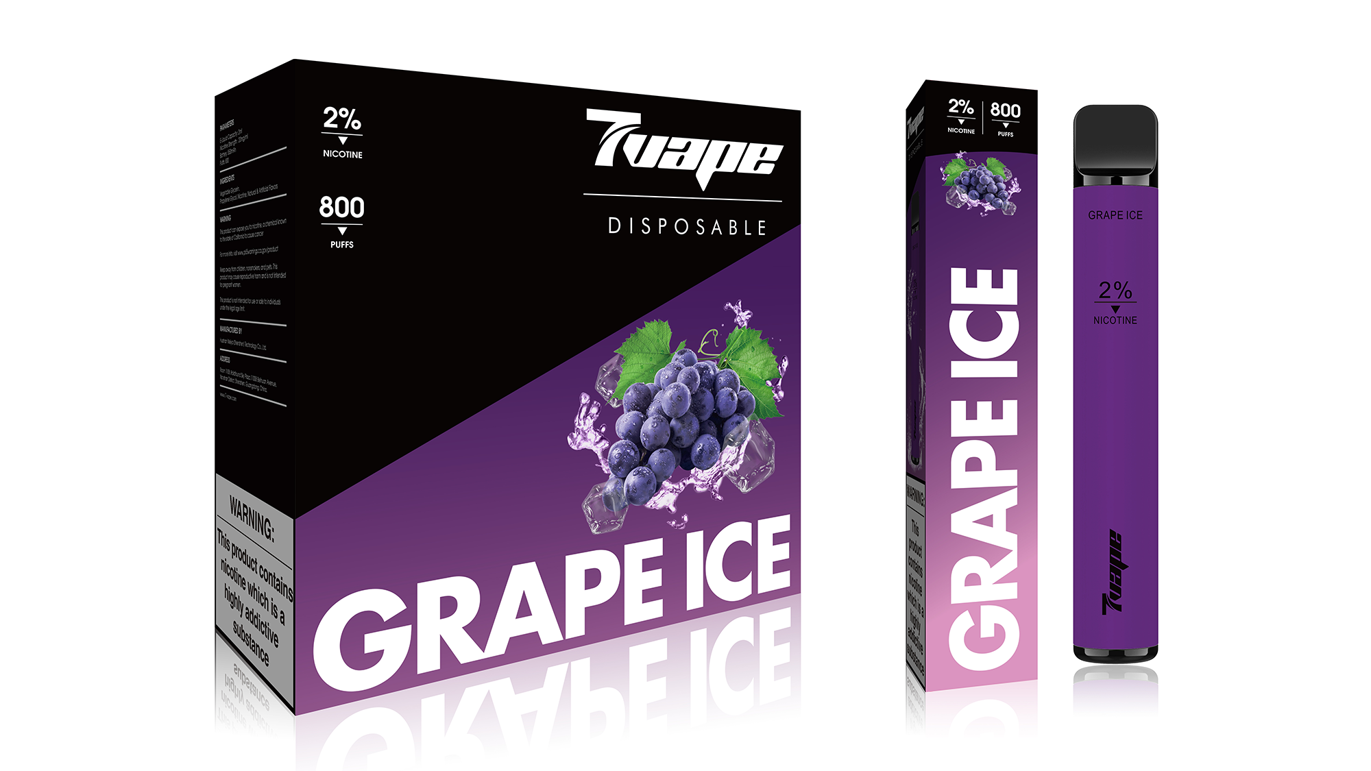 7VAPE disposable vape, grape ice vape, 800 puffs, 2% nicotine, 7-VAPE BAR