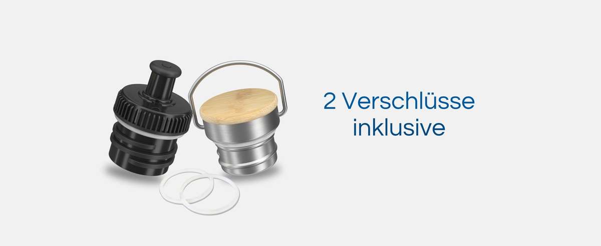 Edelstahl Fahrradflasche mit 2 Deckel