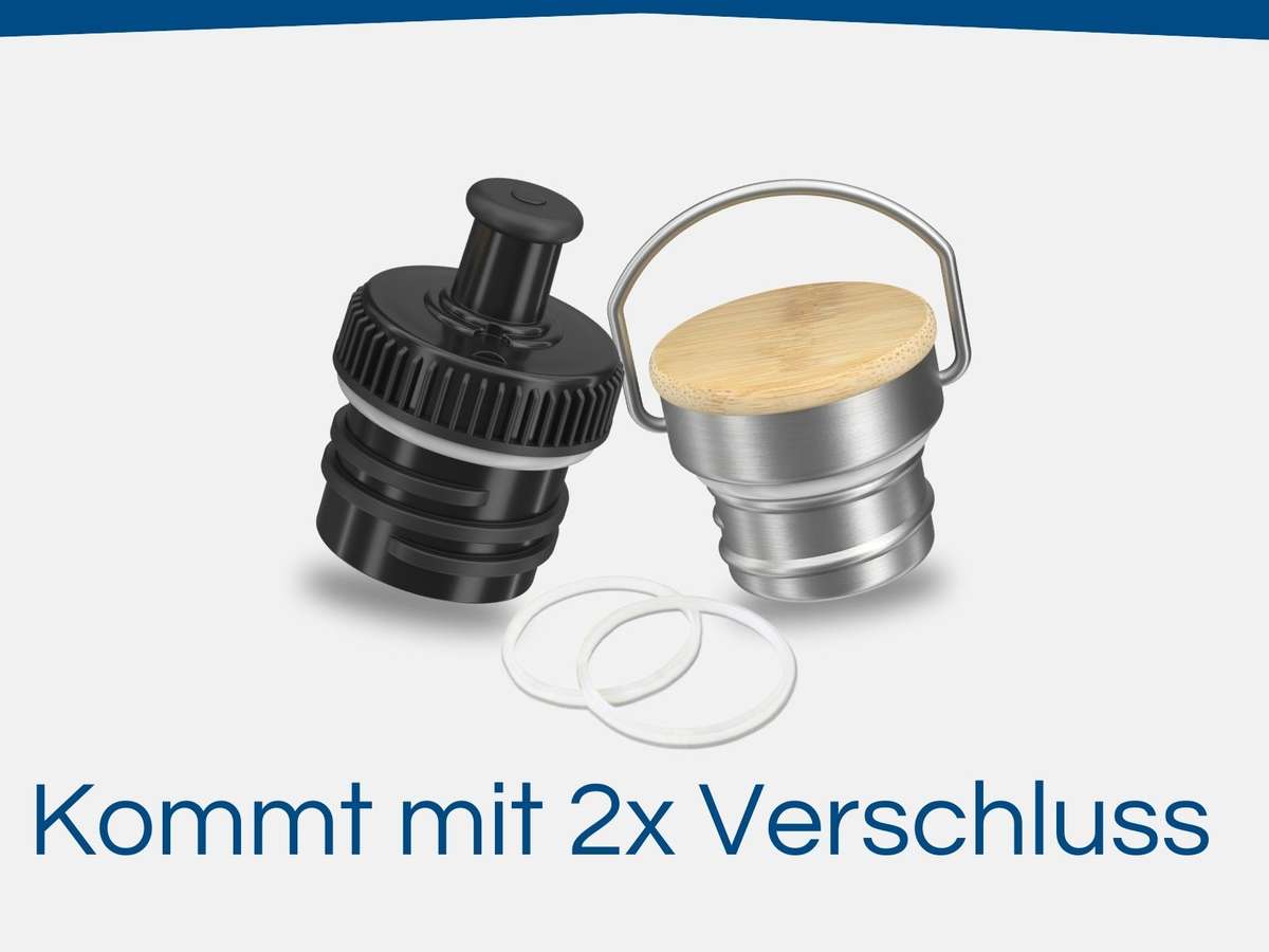 Rad Flasche aus Edelstahl mit 2 Verschlüssen