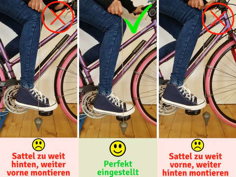 Fahrradsattel einstellen Pendelmethode